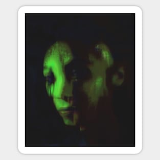 Monster, dark side in its protective state. Beautiful but dark, girl. Partially bald. Green. Sticker